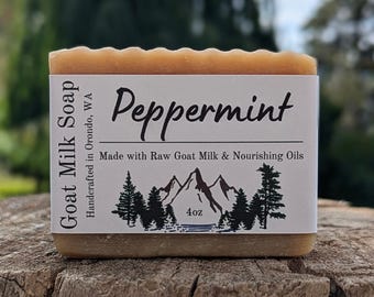 Peppermint Goat Milk Soap: Invigorating Mint, Handmade Artisan Bar