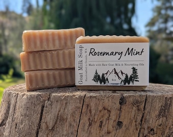 Rosemary Mint Goat Milk Soap 4-Pack: Handcrafted Refreshing Bar Soap
