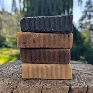 Handcrafted Goat Milk Soap Set: Essential & Fragrance Oils, 4 Full Size Bars