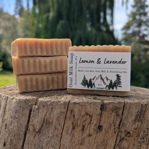 Lemon Lavender Goat Milk Soap 4-Pack: Handmade Citrus Floral Bars