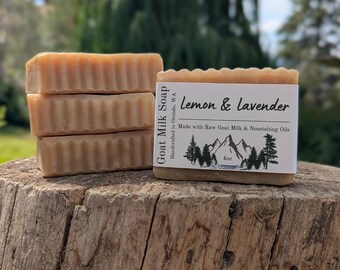 Lemon Lavender Goat Milk Soap 4-Pack: Handmade Citrus Floral Bars