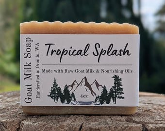 Tropical Splash Goat Milk Soap – Tropical, Fruity, Scented Hot Process Bar