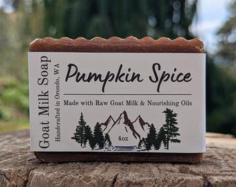 Pumpkin Spice Goat Milk Soap – Warm Fall Scented Bar, Handmade Seasonal Soap