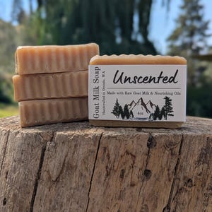 Unscented Goat Milk Soap 4 Pack - Fragrance Free, Gentle for Sensitive Skin