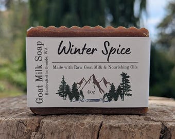 Winter Spice Goat Milk Soap – Festive Hot Process Bar with Ground Cinnamon