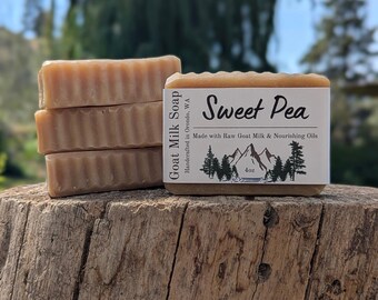 Sweet Pea Goat Milk Soap 4-Pack: Floral Scented, Handcrafted