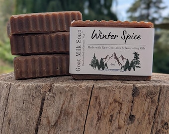 Winter Spice Goat Milk Soap 4 Pack – Festive Hot Process Bars with Ground Cinnamon