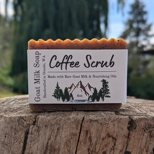 Coffee Scrub Goat Milk Soap – Exfoliating Hot Process Bar with Coffee Grounds