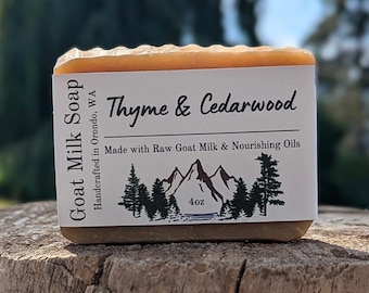 Thyme & Cedarwood Goat Milk Soap – Woody and Herbal Scented Hot Process Bar