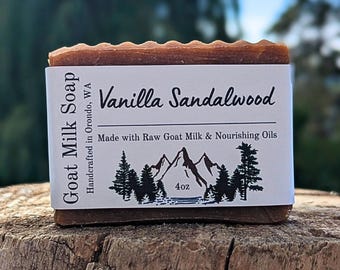 Vanilla Sandalwood Goat Milk Soap Bar – Handmade, Moisturizing, & Gentle for Sensitive Skin
