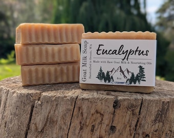 Eucalyptus Goat Milk Soap 4 Pack – Refreshing Hot Process Bars with Eucalyptus Essential Oil