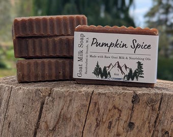 Pumpkin Spice Goat Milk Soap 4 Pack – Warm Fall Scented Bar, Handmade Seasonal Soap