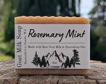 Rosemary Mint Goat Milk Soap: Artisan Hand-Cut Bar