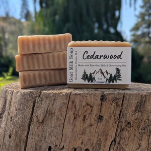 Cedarwood Goat Milk Soap 4 Pack – Earthy Hot Process Bars with Cedarwood Essential Oil