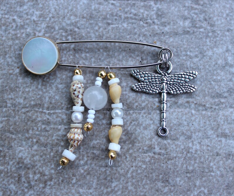 Pearl Brooch Pin,Safety Pin Jewelry,Dragonfly Good Luck Charm Safety Pin Safety Pin Brooch,ShawlScarf Pin,Kilt Pin,Hijab Pin