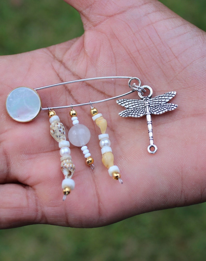 Pearl Brooch Pin,Safety Pin Jewelry,Dragonfly Good Luck Charm Safety Pin Safety Pin Brooch,ShawlScarf Pin,Kilt Pin,Hijab Pin