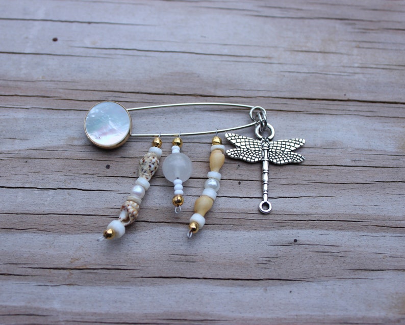 Pearl Brooch Pin,Safety Pin Jewelry,Dragonfly Good Luck Charm Safety Pin Safety Pin Brooch,ShawlScarf Pin,Kilt Pin,Hijab Pin