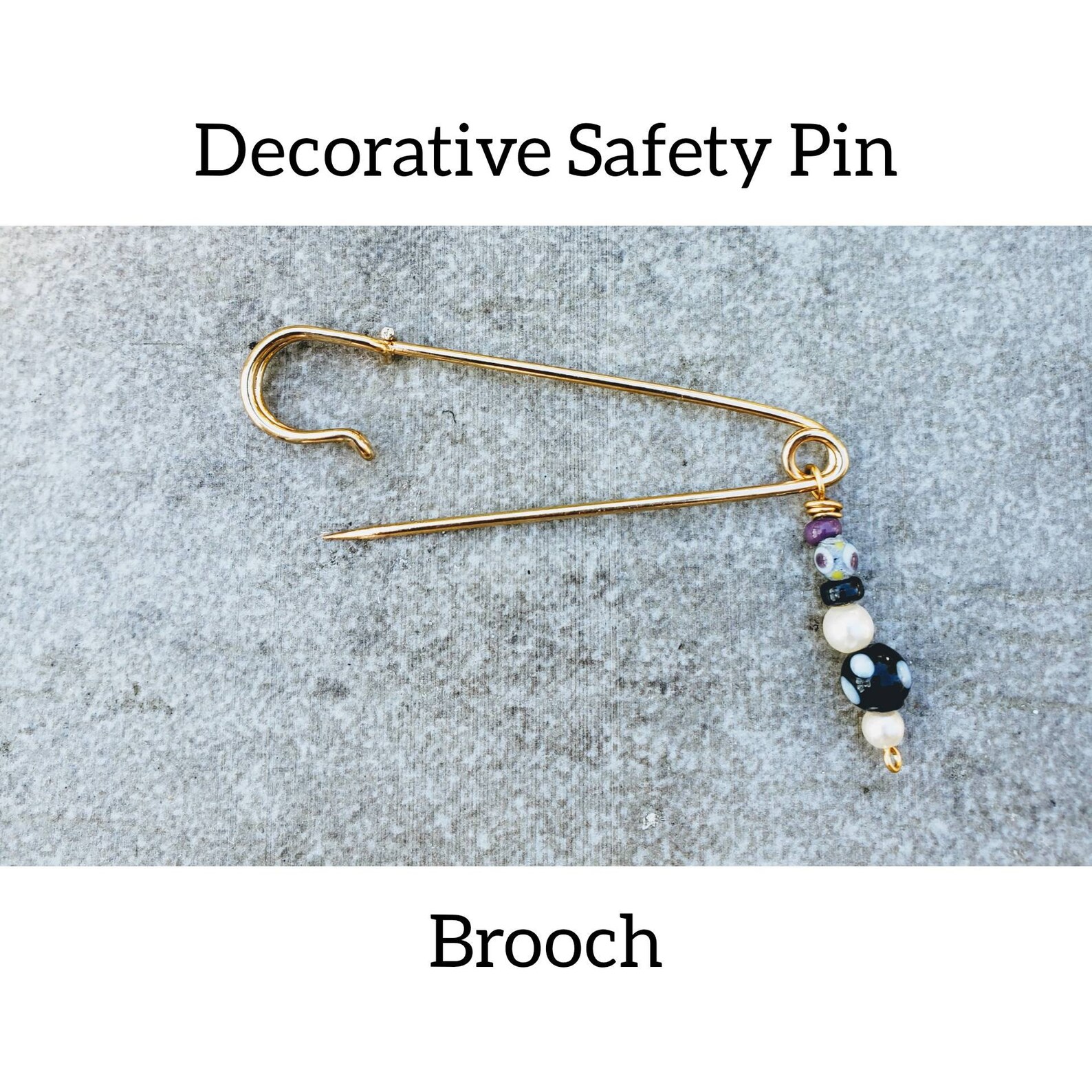 Decorative Safety Pin for clothing Beaded Charm Safety Pin Etsy