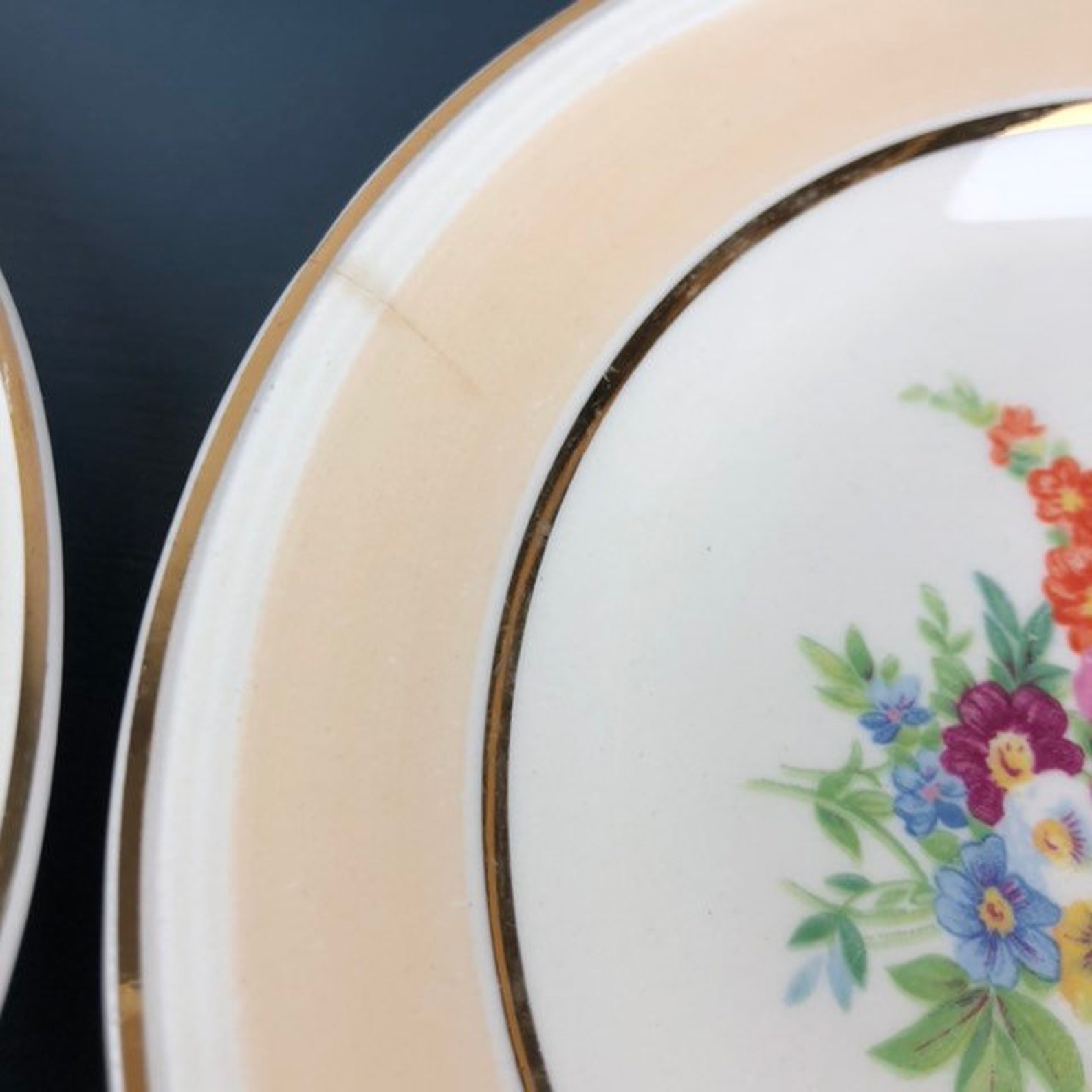 Set of 11 Vintage Golden Floral Edwin M Knowles Fine China Etsy