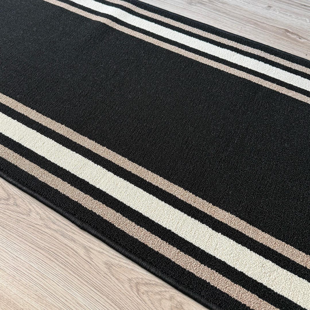 Custom Size Black Rug Runner: Non-slip Polyamide Low Pile - Etsy