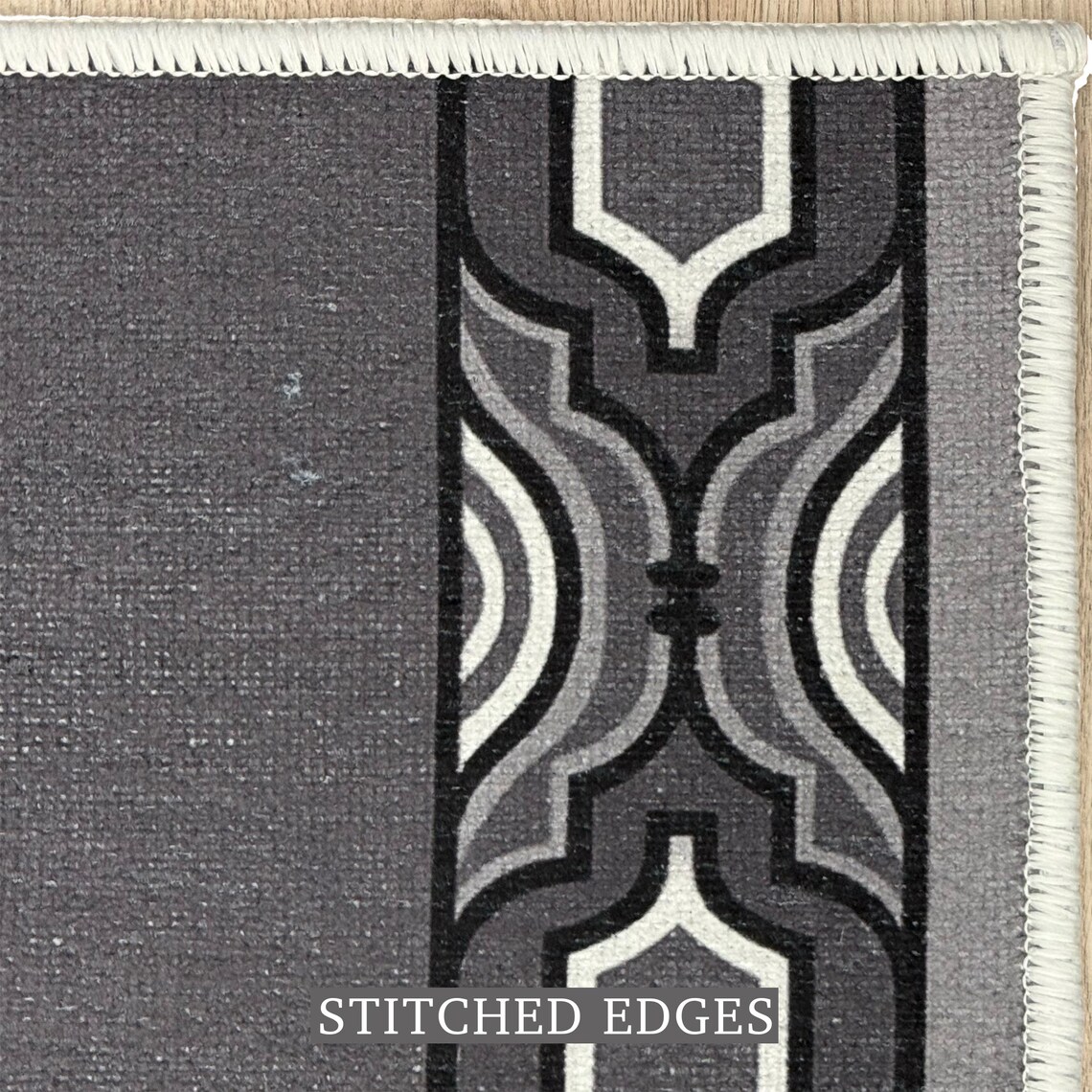 Grey Rug String Non Slip Trellis Grey Rug Runner: Custom Length, Low Pile - Etsy