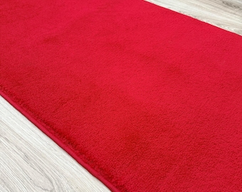 Red Olefin Rug Runner: Non-Slip, Soft Touch, Custom Size