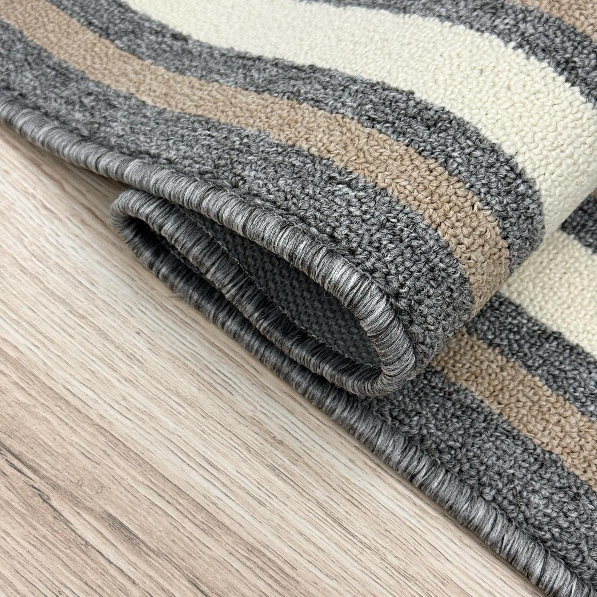 Custom Size Non-slip Grey Rug Runner: Low Pile Polyamide, Solid Border ...