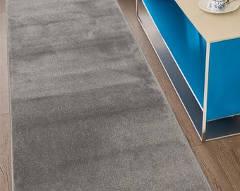 Custom Size Non Slip Solid Design Gray Color Soft Touch Pile Rug Runner 26&quot; / 31&quot; / 36&quot; Wide
