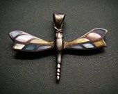 Sterling Silver 925 Dragonfly Multi Colour Shell Inlaid Top Quality Modernist Jewelry