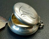 Antique Victorian Sterling Silver Box Locket With Antique Monogram Pendant Necklace Circa 1880