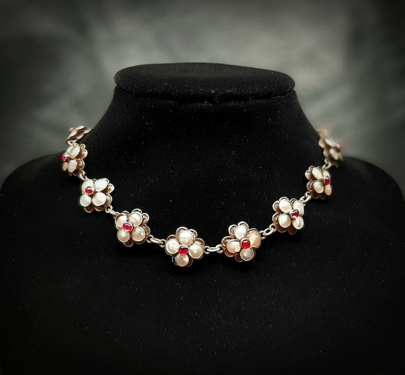 c.1880 Antique Ruby Pearl Gemstones Silver Victor… - image 8