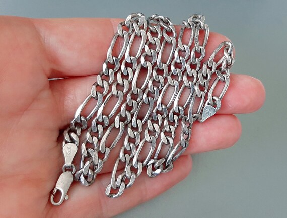Solid Sterling Silver FIGARO Chain Large links/ 6… - image 7