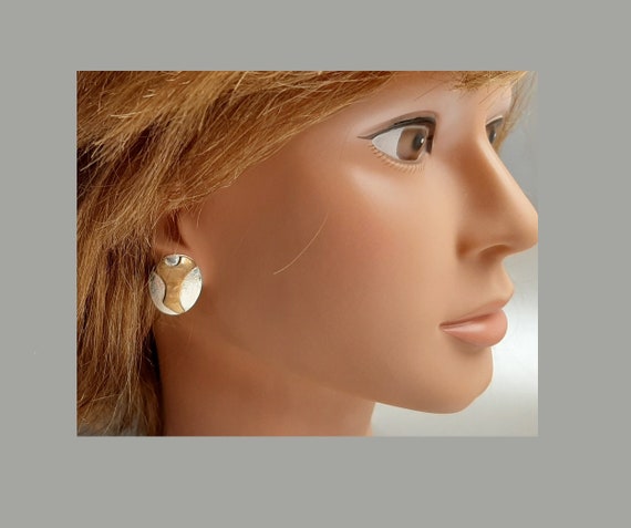 Stylish Modernist Sterling Silver Earrings, Maker… - image 3