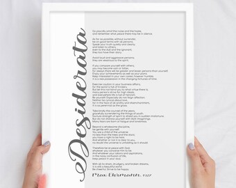 Desiderata Poem Print: Max Ehrmann Quote, Inspirational Wall Art