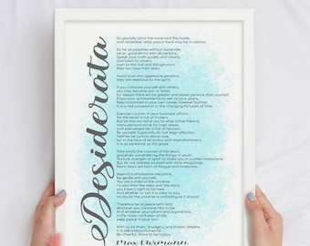 Desiderata Poem Print: Max Ehrmann Quote, Inspirational Wall Art