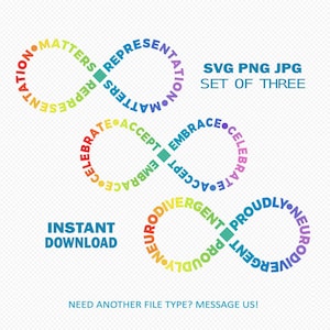 Autism Acceptance Rainbow Infinity Symbol - Autism SVG PNG Cut Files Instant Download - Accept Embrace Celebrate Autism and Neurodiversity