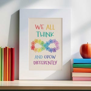 Autism Acceptance Rainbow Infinity Symbol - Autism Infinity Digital Printable Download - We All Think and Grow Differently Neurodiversity