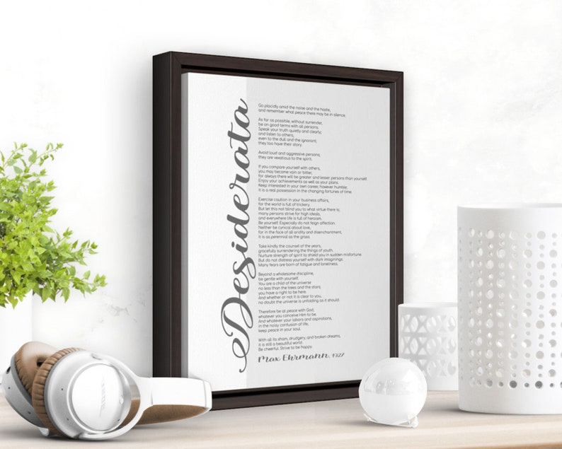 Desiderata Poem Framed Canvas Literary Quote Print by Etsy