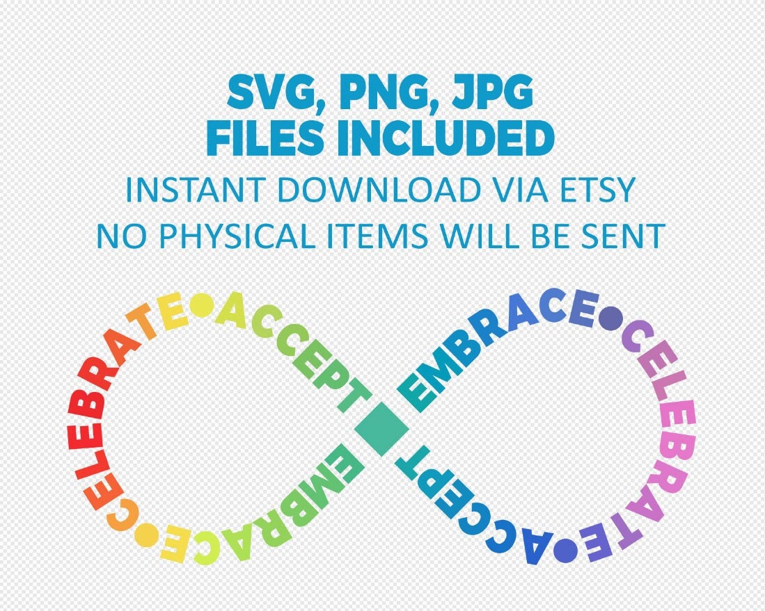 Autism Acceptance Rainbow Infinity Symbol Autism SVG PNG Cut - Etsy