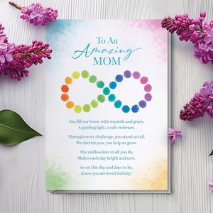 Conciencia y aceptación del autismo. Arcoíris infinito de autismo. Neurodiversidad. Tarjeta digital imprimible para mamá. Descarga instantánea. Tarjeta para el Día de la Madre.