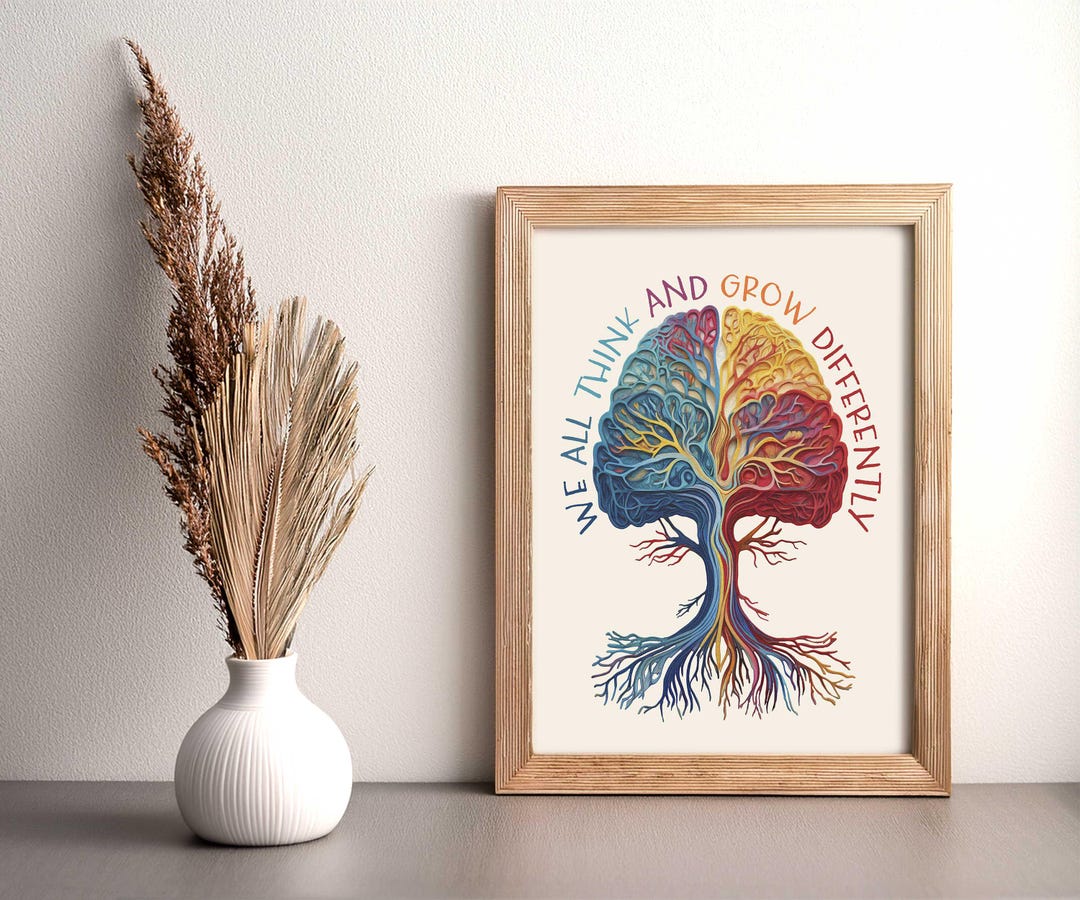Neurodiversity Rainbow Tree Art: ADHD Autism Awareness (digital JPG) - Etsy