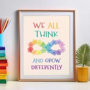 Autism Acceptance Rainbow Infinity Symbol - Autism Infinity Digital Printable Download - We All Think and Grow Differently Neurodiversity