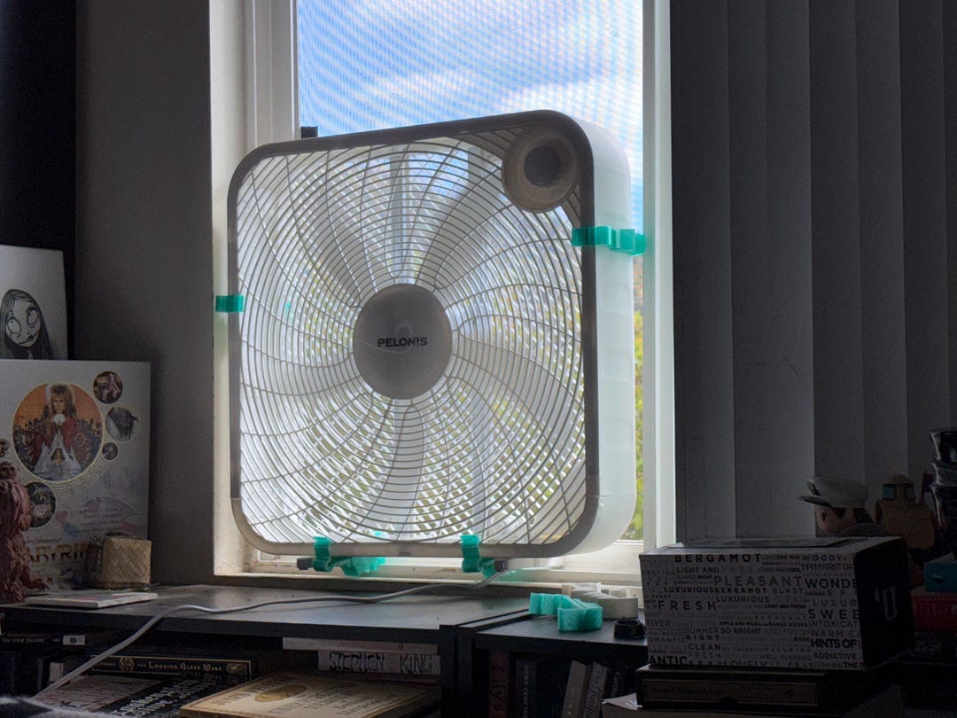 Box Fan Window Mount: 3D Printed Stabilizer Clips, No Tools Needed - Made  in USA - Printed in My Living Room \u003d) - Etsy, image size:1080x810