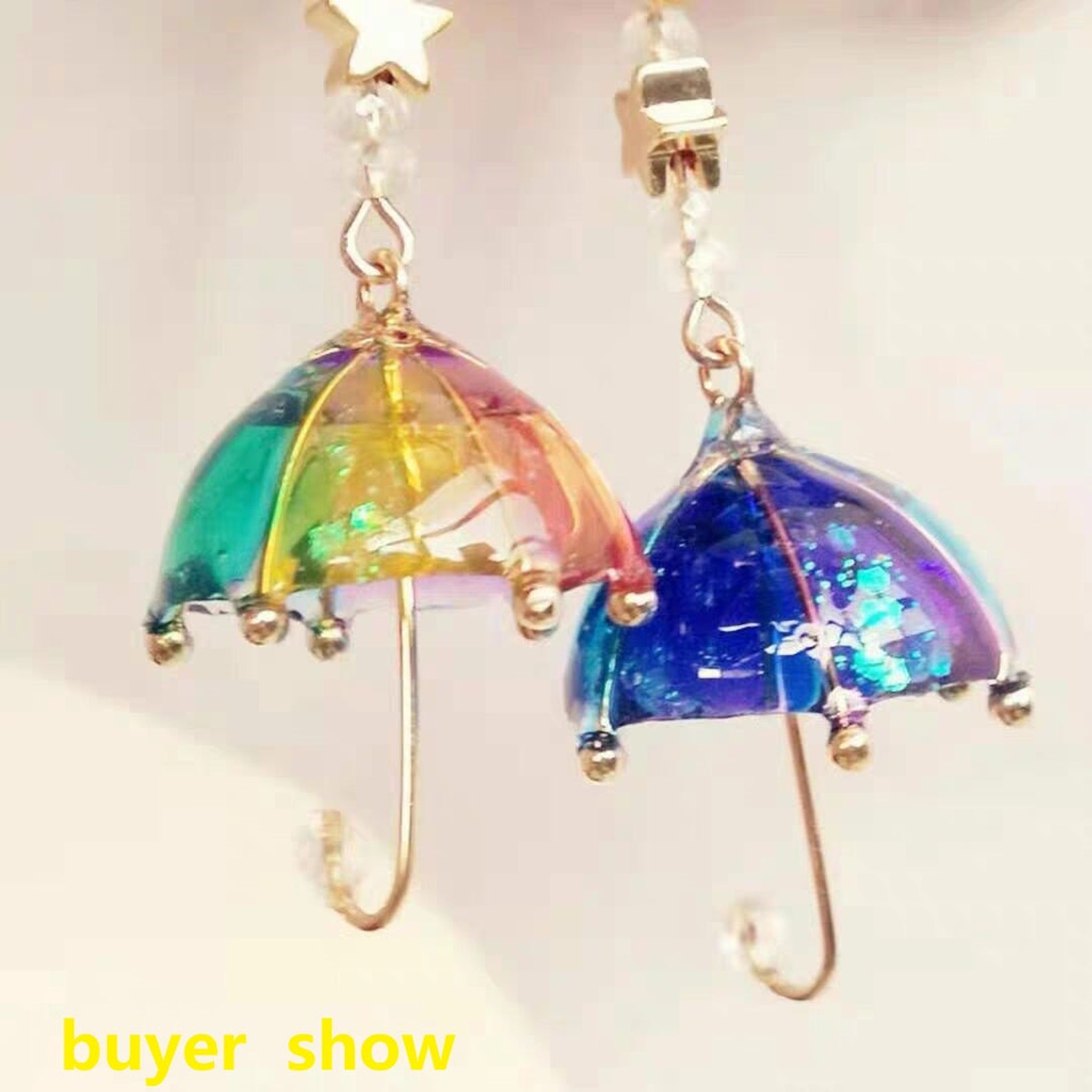 Magic Color Flower Umbrella Earrings 14K Gold Earring Ear Etsy