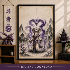 Ninja Poster | Python | Minimalist Serpent Snake Villain Wall Art (Digital Download)