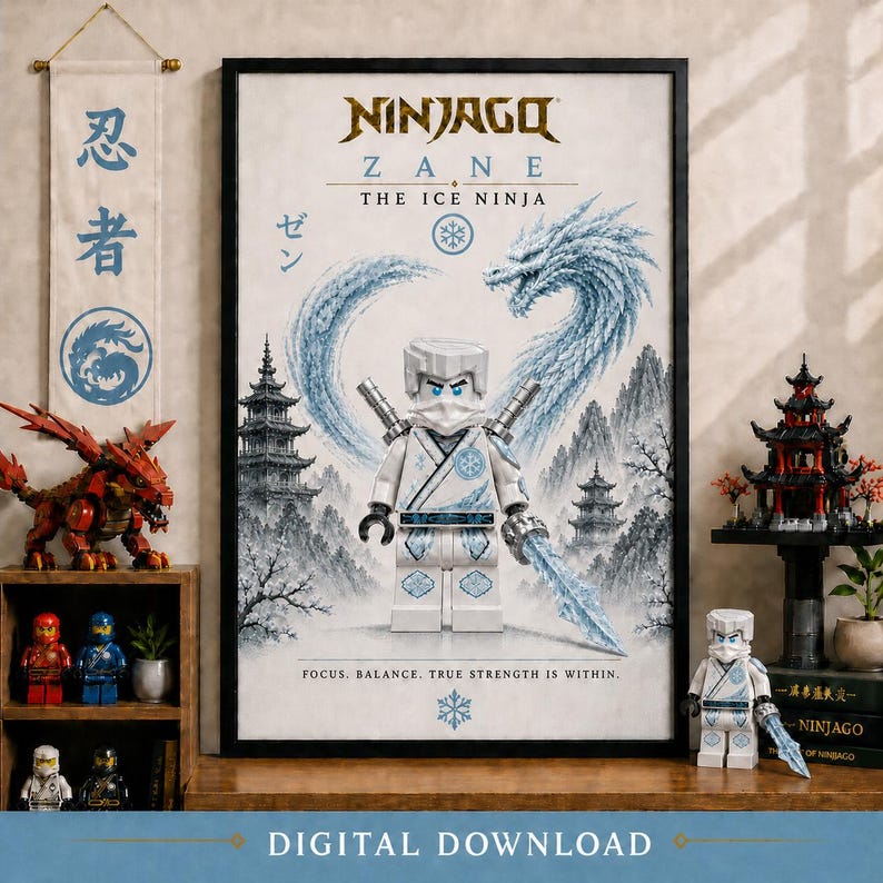 Ninjago Zane Ice Ninja Poster | Minimalist Lego-inspired Wall Art ...