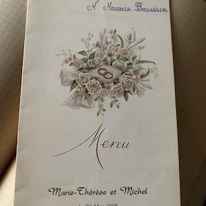 Vintage französisches Hochzeitsmenü