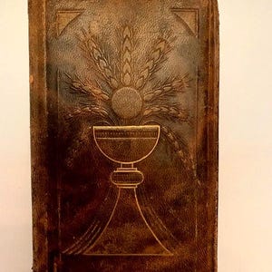 French Vintage Leather Bond Mass Book
