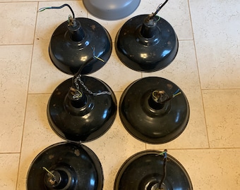 Large  Industrial French Vintage Enamel Shades