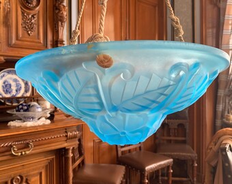 Original blue French Degue pendant lamp